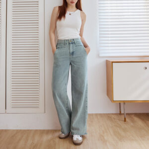 純棉立體剪裁直筒牛仔褲