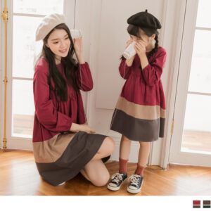 親子系列~純棉拼色傘圓裙/連身裙