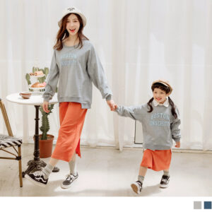 純棉字母寬鬆版大學T上衣(親子款)