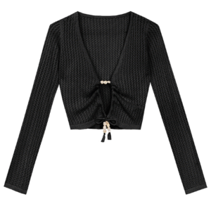 2WAY串珠抽繩鏤空針織衫