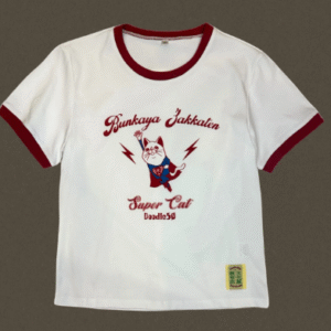 文化屋Super Cat Ringer Tee  白White